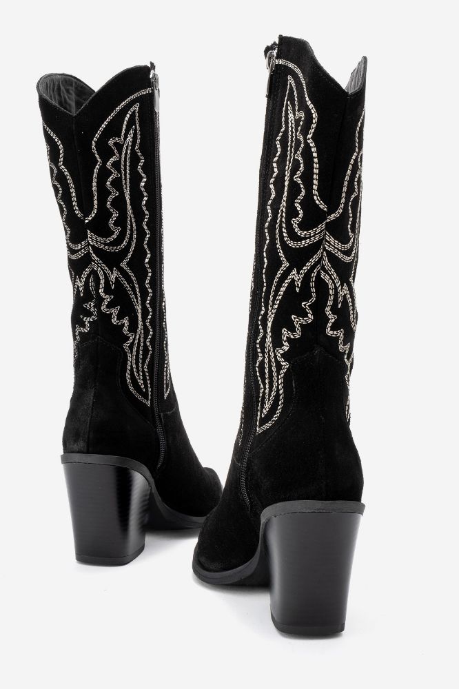 kadin-deri-western-kisa-cizme-SIYAH SUET-HKN1615-0101820_0